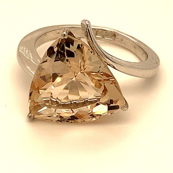 Imperial Topaz 11.50ct Solid 18K White Gold Ring - Picture 1 of 6